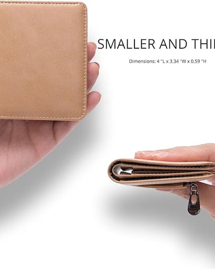Alldaily Small RFID Wallet for Women Slim Compact Bifold Pocket Ladies Travel Mini Purse (Apricot)