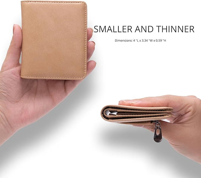 Alldaily Small RFID Wallet for Women Slim Compact Bifold Pocket Ladies Travel Mini Purse (Apricot)