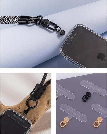 project-cb Phone Tether Tab 2 Pack,Universal Phone Lanyard Patch without Adhesive,Phone Strap Replacement Part for Cell Phone (Clear-Black)