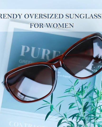 SIPHEW Polarized Sunglasses for Women | Vintage Square Sunglasses w UV400 Protection | Womens Wraparound Shade