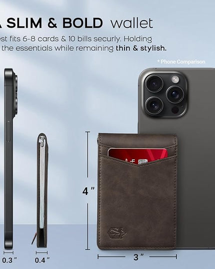 Zitahli Wallet for Men-6 Slots ID Window-Mens Wallets-Slim Wallet Classic Spring Money Clip RFID Blocking-Gift for Men