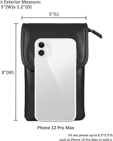 befen Genuine Leather Small Crossbody Bags for Women Cell Phone Bag Cross Body Purses,Silver Zipper