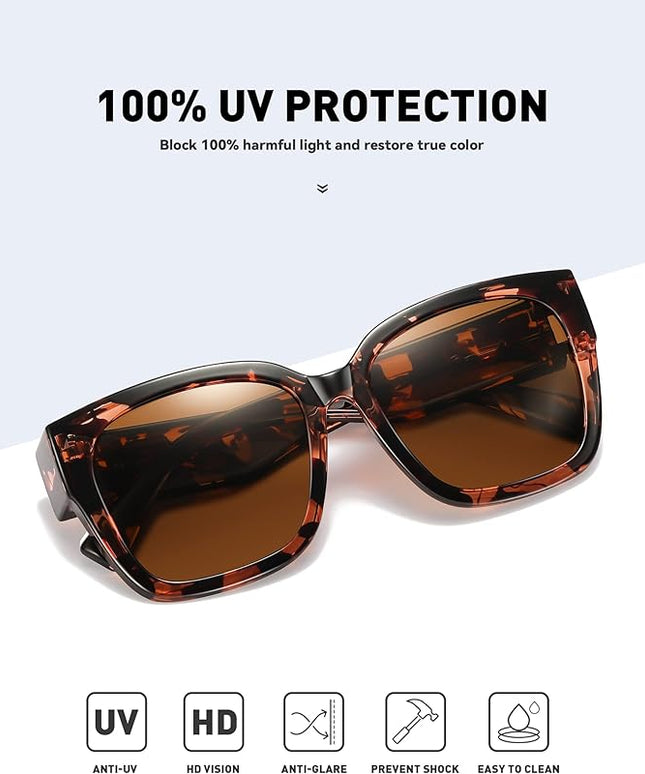 MEETSUN Oversized Fit Over Glasses Sunglasses for Women Men Large Trendy Polarized Sunglasses for Driving UV Protection