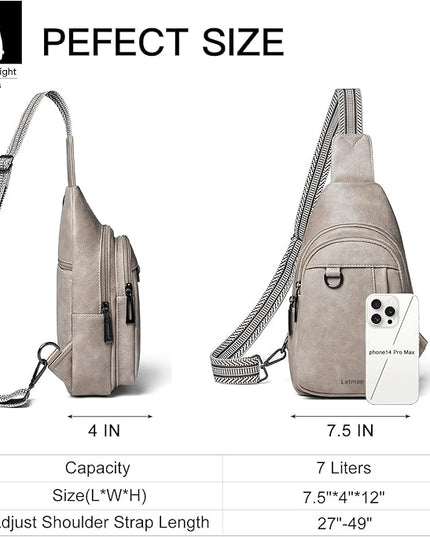 7L Sling Bag for Women Men Leather Small Sling Backpack Daypack Anti Theft Fanny Pack Crossbody Purse Travel