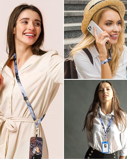 Cell Phone Lanyard, 1x Wrist Lanyards, 1x Adjustable Crossbody Shoulder Neck Strap with 2X Phone Tether Tabs Universal Lanyard for Keys, ID Badges, Card Holder, Most Smartphones (Marble)