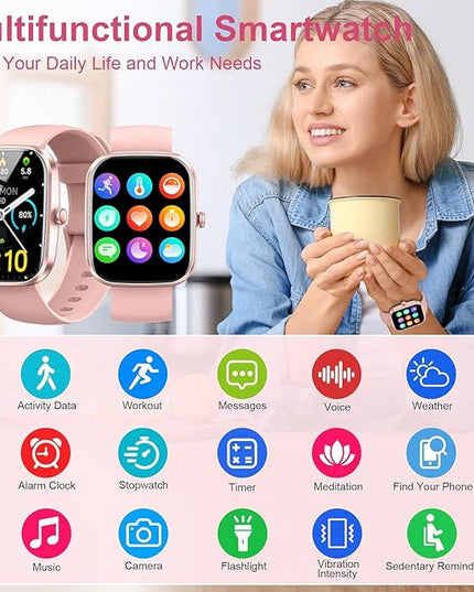 Fempoin Smart Watch, 1.96" HD SmartWatch, Touch Screen Answer/Make Call, IP68 Waterproof 105+ Sport Fitness Tracker, Activity Tracker with Sleep Monitor/SpO2/Heart Rate/Pedometer for Android iOS