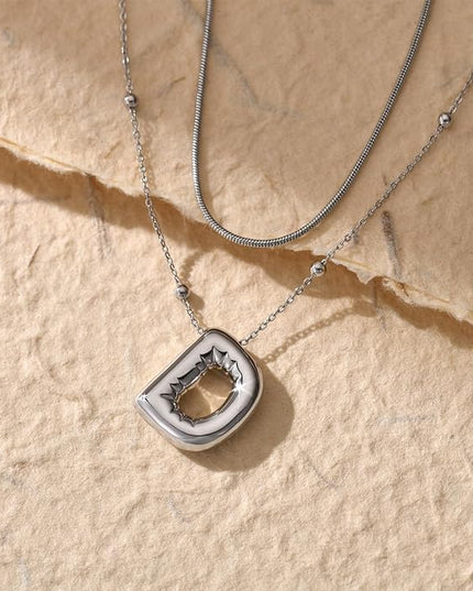 LUCA SMITH Initial Necklaces for Women, Dainty Balloon Bubble Letter, Name Letter Alphabet Pendant Layered Choker Chain Jewelry Gift
