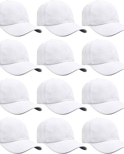 Falari Wholesale Bulk Lot 12-Pack Baseball Cap Adjustable Size Plain Blank Solid Color
