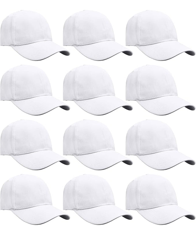 Falari Wholesale Bulk Lot 12-Pack Baseball Cap Adjustable Size Plain Blank Solid Color