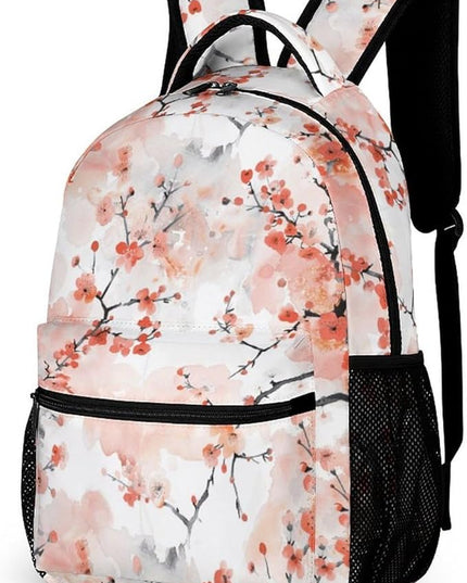 Fashion Ink Flower Backpack Lightweight Large Capacity Laptop Daybag for Travel Work