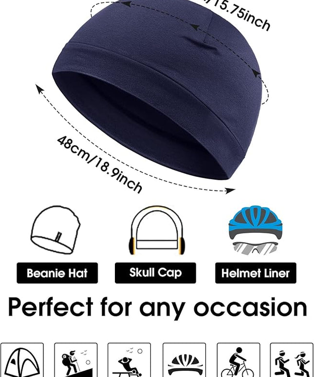 Syhood 4 Pcs Cotton Skull Caps for Men Women Breathable Beanie Thin Sleep Hat Night Running Cap Helmet Liner for Cycling Gym
