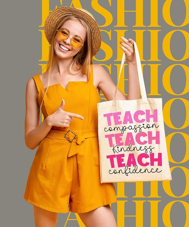 AUSVKAI Canvas Tote Bag Aesthetic for Women, Cute Cloth Cotton Bags for College Shopping Beach Grocery and Trendy Gifts