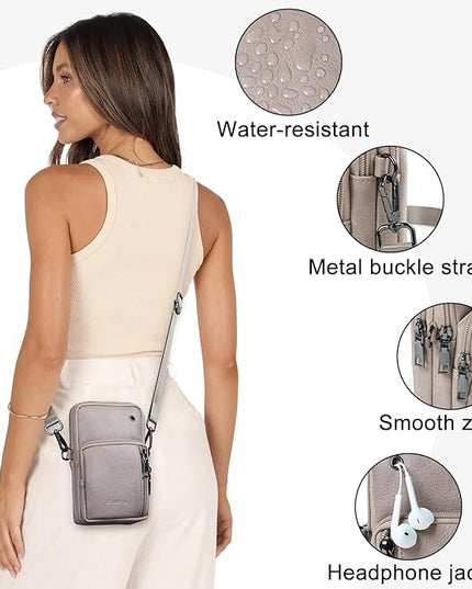 Bluome Small Crossbody Phone Purse for Women –PU Leather Crossbody Handbag Wallets Shoulder Travel Bag with Headphone Jack