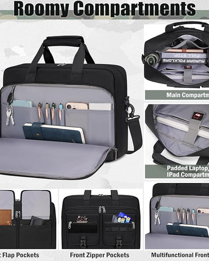 RAINSMORE Tactical Laptop Bag 15.6/17.3 Inch Laptop Briefcase Men Business Computer Bag Military Messenger Bag Work Office
