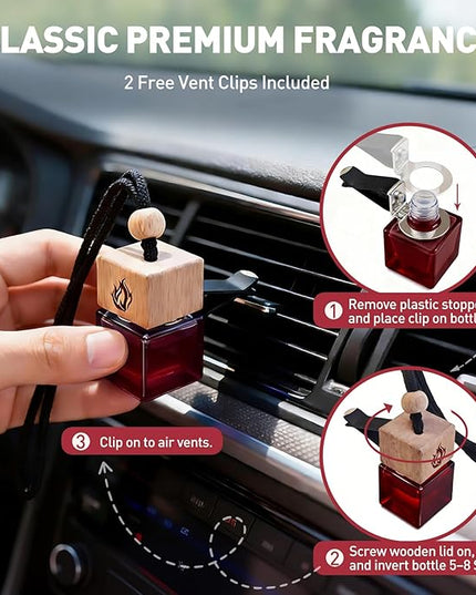 Car Air Freshener Hanging 2 Pack, Rosehip Wine Scent Car Perfume, Long Lasting Automotive Essential Oil Diffuser, Cute Car Accessories for Women Men