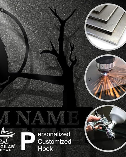 Personalized Custom Name Birds of Trees Wall Key Hooks,Metal Birds of Trees Art Clothes Hooks,Metal Birds of Trees Wall Home Storage Decorative,For Front Door, Hallway, Kitchen, Bedroom (Style J)