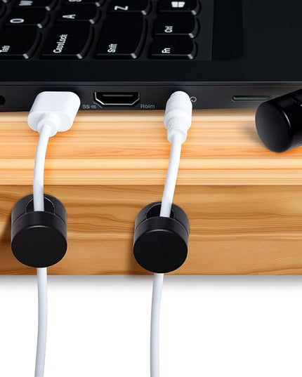 8 Sets Charger Holders for Cords, Matte Black Color Adjustable Cable Anchor Holders, Adhesive Metal Cord Clips, Cable Management Wire Organizers for Desk, Office, Nightstand
