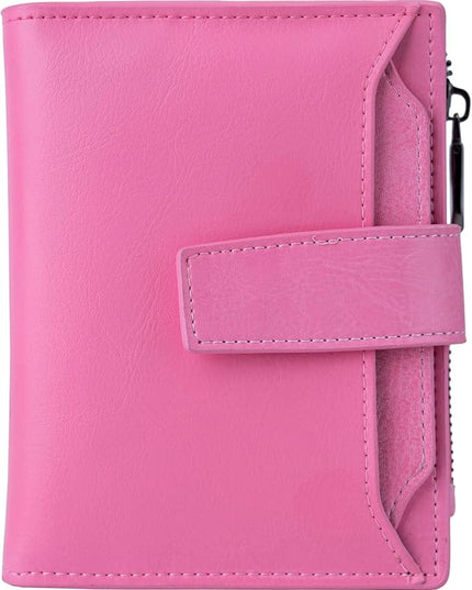 Bveyzi Women's Small Leather RFID Blocking Bifold Zipper Pocket Wallet Ladies Credit Card Slots Purse with id Window