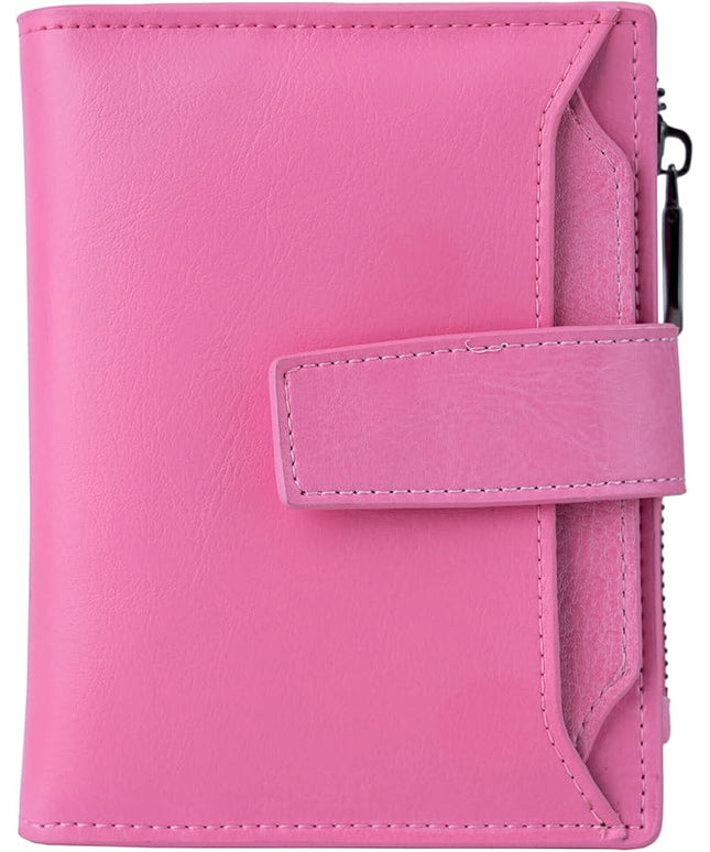 Bveyzi Women's Small Leather RFID Blocking Bifold Zipper Pocket Wallet Ladies Credit Card Slots Purse with id Window