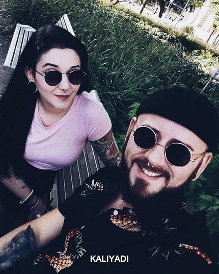 KALIYADI Round Polarized Sunglasses for Men Women Retro Metal Hippie Circle Style Sun Glasses UV Protection