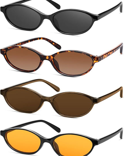 Retro Oval Cat Eye Sunglasses for Women Y2k Designer Trendy Narrow Shades UV protection Sun Glasses