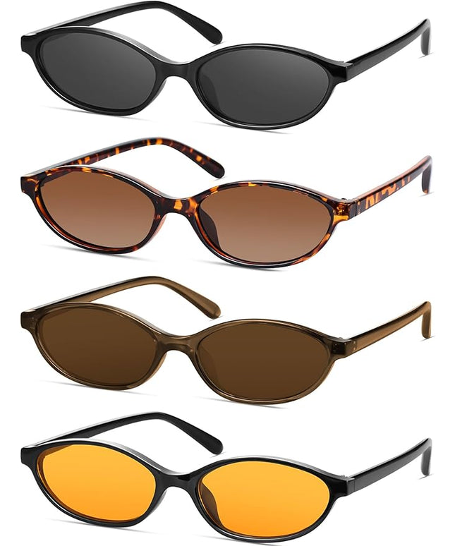 Retro Oval Cat Eye Sunglasses for Women Y2k Designer Trendy Narrow Shades UV protection Sun Glasses
