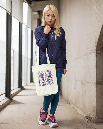 Tote Bag for Women, Reusable Zippered Canvas Bag with Handles Pocket Thick Canvas, for Grocery Shopping Beach Gift