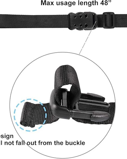 Ayaport Utility Straps with Buckle 48" Quick-Release Adjustable Nylon Straps Black 4 Pack