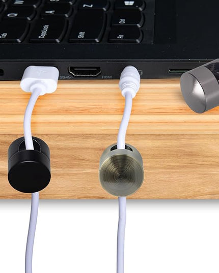 3 Sets Charger Holders for Cords, Adjustable Cable Anchor Holders, Adhesive Metal Cord Clips, Cable Management Wire Organizers for Desk, Office, Nightstand - Matte Black/Black/Antique Copper