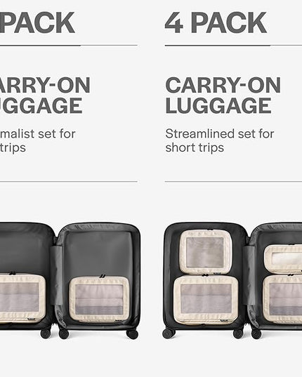Aerotrunk Compression Packing Cubes for Travel - Luggage Organizer Bags - Double Zipper Packing Cubes for Suitcases (2-Pack, Beige)