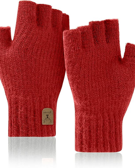 Fingerless Gloves Half Finger Winter Warm Knitted Gloves Working Running Biking Driving for Men and Women