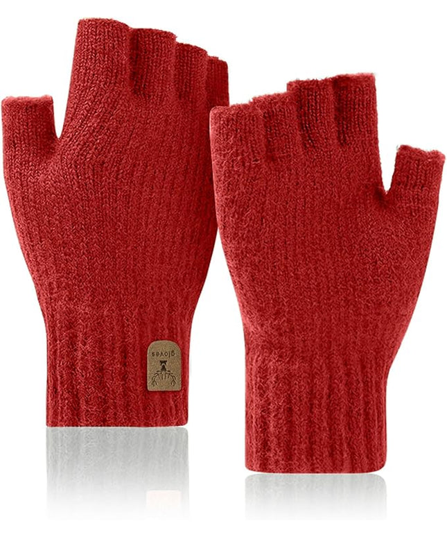 Fingerless Gloves Half Finger Winter Warm Knitted Gloves Working Running Biking Driving for Men and Women