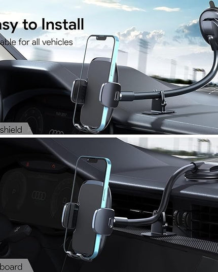 Phone Mount for Car Holder 6.2IN Windshield Dashboard Mounting Kits [Washable Strong Suction Cup] Cell Phone Holder Car Mounts for All iPhone Android Smartphone, Grey