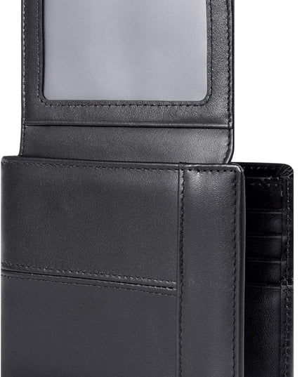 Swallowmall Leather Wallet for Mens Genuine Leather RFID Blocking Bifold Wallets with 2 ID Windows 13 Card Slots