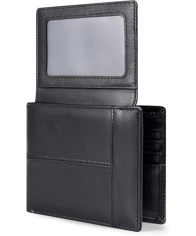Swallowmall Leather Wallet for Mens Genuine Leather RFID Blocking Bifold Wallets with 2 ID Windows 13 Card Slots