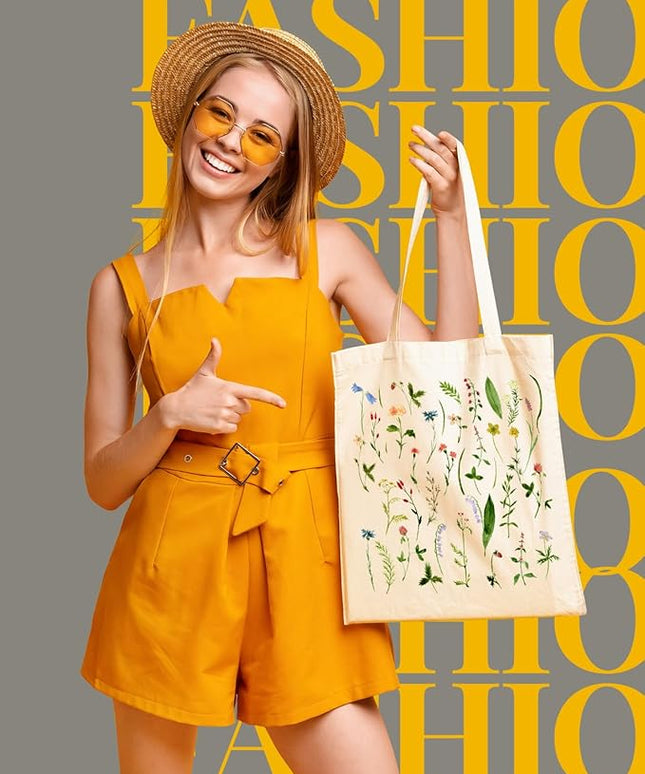 AUSVKAI Canvas Tote Bag Aesthetic for Women, Cute Reusable Cloth Cotton Bags for College Shopping Beach Grocery Trendy Gifts