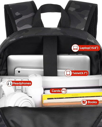 YAMTION School Backpack,Classic Bookbag Men and Teen Boy Schoolbag with USB Charging Port for High School College Office Work Travel