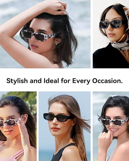 Dollger Rectangle Sunglasses for Women Men Trendy Retro Fashion Sunglasses UV 400 Protection Square Fram