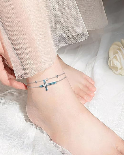 Dorunmo 925 Sterling Silver Infinity Heart Cross Circle Evil Eye Anklet Bracelets for Women Mother's Day Jewelry for Wife Girlfriend Mom Her