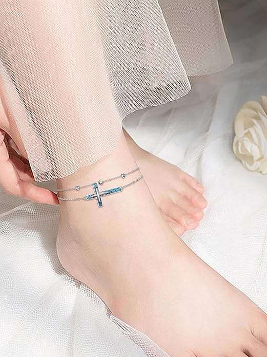 Dorunmo 925 Sterling Silver Infinity Heart Cross Circle Evil Eye Anklet Bracelets for Women Mother's Day Jewelry for Wife Girlfriend Mom Her