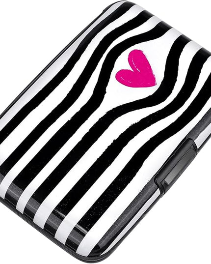 ELFISH Mini RFID Aluminum Wallet Credit Cards Holder Business Card Case Metal ID Case for Men Women (Eye heart)