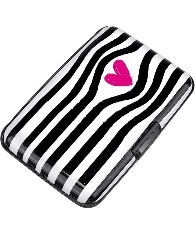 ELFISH Mini RFID Aluminum Wallet Credit Cards Holder Business Card Case Metal ID Case for Men Women (Eye heart)