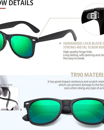 FEIDUSUN Sunglasses Men Polarized Sunglasses for Mens and Womens,Black Retro Sun Glasses Driving Fishing UV Protection