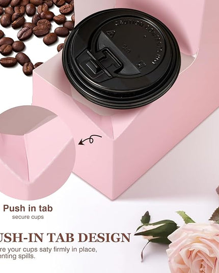 Bakbania 40 Pcs Paper Flower Bouquet Gift Bags with Handle 2 Cup Drink Carrier Disposable Cup Holder Floral Gift Bags for Graduation Birthday Wedding Party Gift Decor
