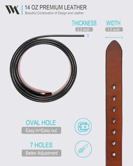 WOLFANT Thicken Full Grain Heavy Duty Belts for Men,100% Italian Real Solid Leather