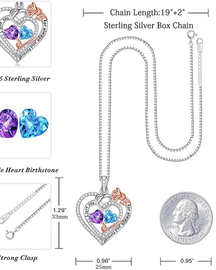 Iefil Christmas Gifts for Wife Women - 925 Sterling Silver Double Birthstone Necklace, Anniversary Birthday Gifts for Women, Jewelry Gift for Wife Girlfriend Mom Her