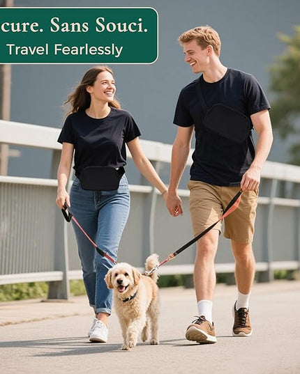 Anti-Theft Fanny Pack for Women & Men, Lightweight Secure Crossbody Waist Bag with Anti-Slip Adjustable Strap for Travel, Hiking, Running, Water-Resistant Belt Bag, Everyday Essentials Organizer Black