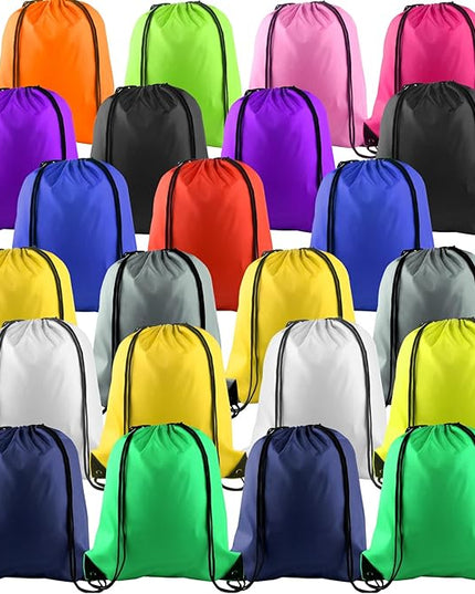 KUUQA 25Pcs Drawstring Backpack Bags Bulk Drawstring Bag Foldable Gym Bag Sport Cinch Sack String Backpack Storage Bags for Women Men Shopping Gym Travel Sports (15 Colors)