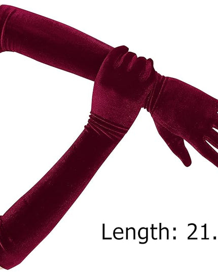 Long Opera Gloves for Women Velvet Gloves 1920s Flapper Stretchy Elbow Length Halloween Costume Gloves