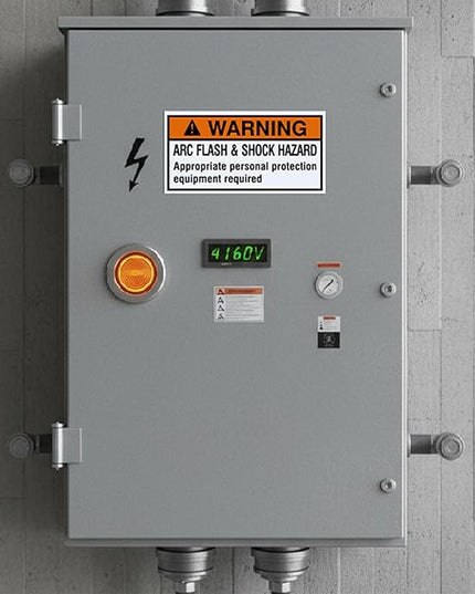 100 Pcs Warning Arc Flash and Shock Hazard Label - 2 x 4 Black & Orange Electrical Safety Warning Decal High Performance Polyester Safety Sticker Signs for the Workplace